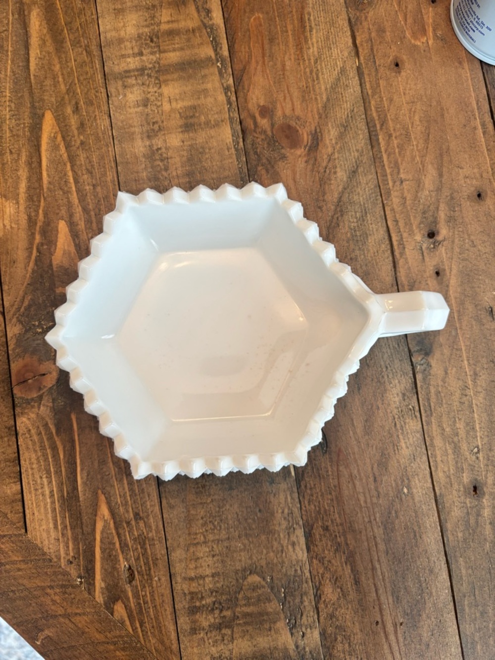 Hexagonal Hobnail Milk Glass Dish - White